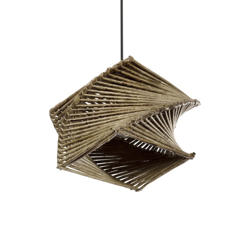 GLOBOSTAR® HUSLE 205-0043 Boho Κρεμαστό Φωτιστικό Οροφής με Ντουί 1 x E27 AC 220-240V IP20 – Μπεζ – M28 x Π28 x Υ19cm
