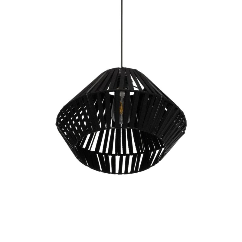GLOBOSTAR® NUI 205-0061 Boho Κρεμαστό Φωτιστικό Οροφής με Ντουί 1 x E27 AC 220-240V IP20 – Μαύρο – M36 x Π36 x Υ27cm