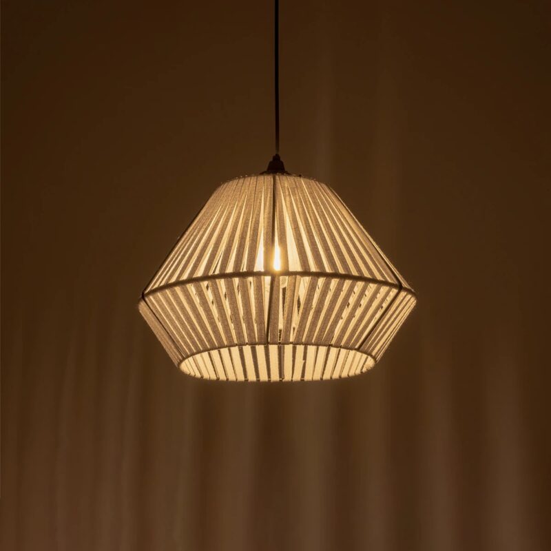 GLOBOSTAR® NUI 205-0063 Boho Κρεμαστό Φωτιστικό Οροφής με Ντουί 1 x E27 AC 220-240V IP20 – Λευκό – M36 x Π36 x Υ27cm