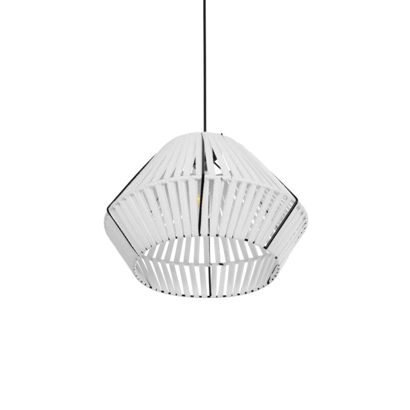 GLOBOSTAR® NUI 205-0063 Boho Κρεμαστό Φωτιστικό Οροφής με Ντουί 1 x E27 AC 220-240V IP20 – Λευκό – M36 x Π36 x Υ27cm