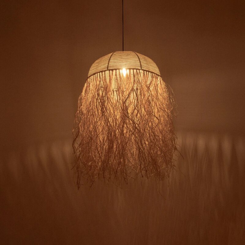 GLOBOSTAR® PLUVIA 205-0080 Boho Κρεμαστό Φωτιστικό Οροφής με Ντουί 1 x E27 AC 220-240V IP20 – Μπεζ – M50 x Π50 x Υ80cm
