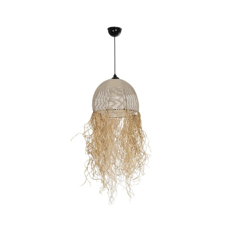 GLOBOSTAR® PLUVIA 205-0082 Boho Κρεμαστό Φωτιστικό Οροφής με Ντουί 1 x E27 AC 220-240V IP20 – Μπεζ – M30 x Π30 x Υ70cm