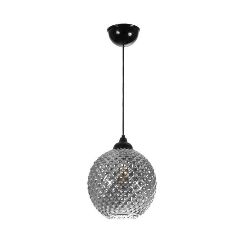 GLOBOSTAR® KEGEL 206-0003 Μοντέρνο Κρεμαστό Φωτιστικό Οροφής με Ντουί 1 x E27 AC 220-240V IP20 – Μαύρο Φιμέ – Μ20 x Π20 x Υ20cm
