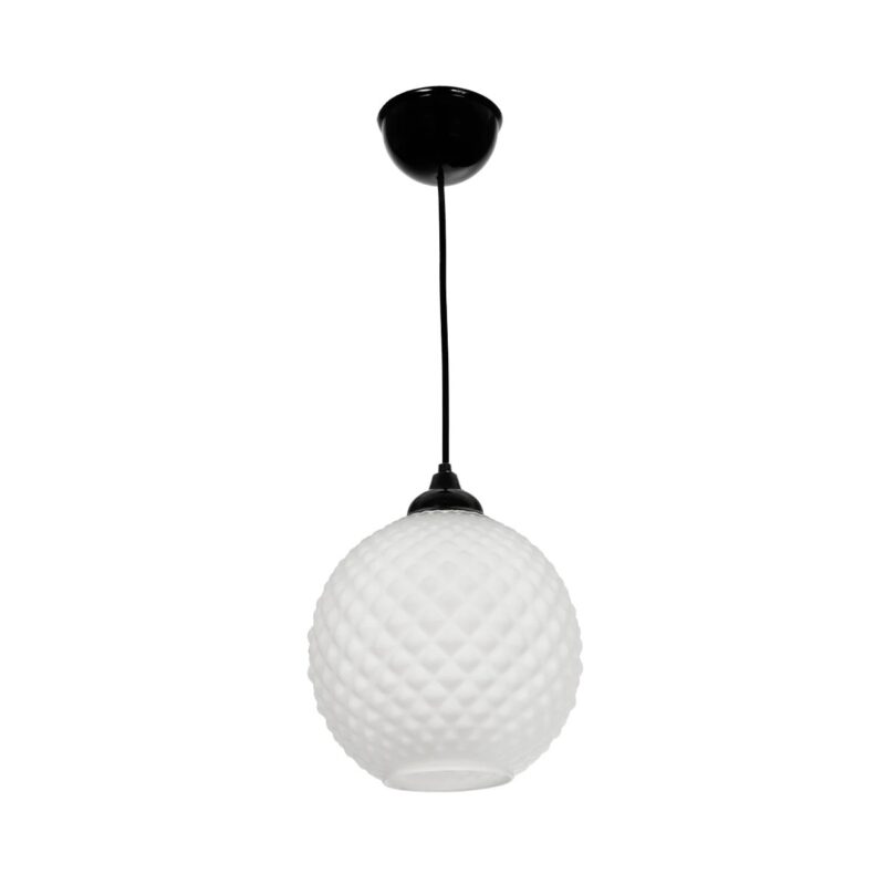 GLOBOSTAR® KEGEL 206-0004 Μοντέρνο Κρεμαστό Φωτιστικό Οροφής με Ντουί 1 x E27 AC 220-240V IP20 – Λευκό – Μ20 x Π20 x Υ20cm
