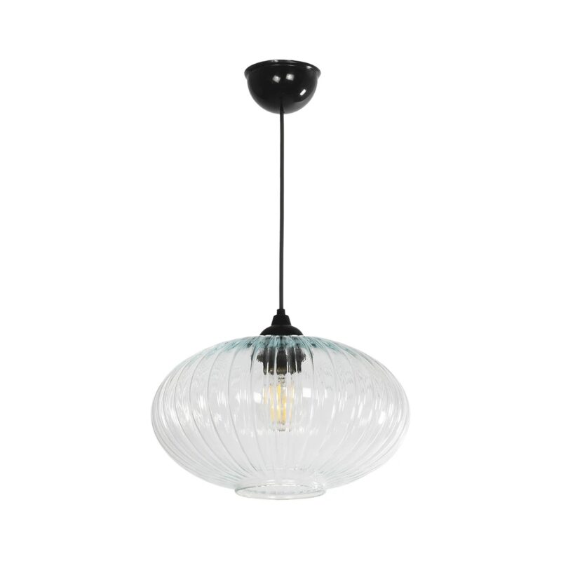 GLOBOSTAR® PERA 206-0009 Μοντέρνο Κρεμαστό Φωτιστικό Οροφής με Ντουί 1 x E27 AC 220-240V IP20 – Διάφανο – Μ30 x Π30 x Υ22cm