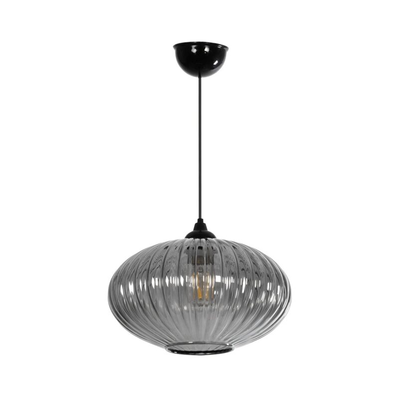 GLOBOSTAR® PERA 206-0010 Μοντέρνο Κρεμαστό Φωτιστικό Οροφής με Ντουί 1 x E27 AC 220-240V IP20 – Μαύρο Φιμέ – Μ30 x Π30 x Υ22cm