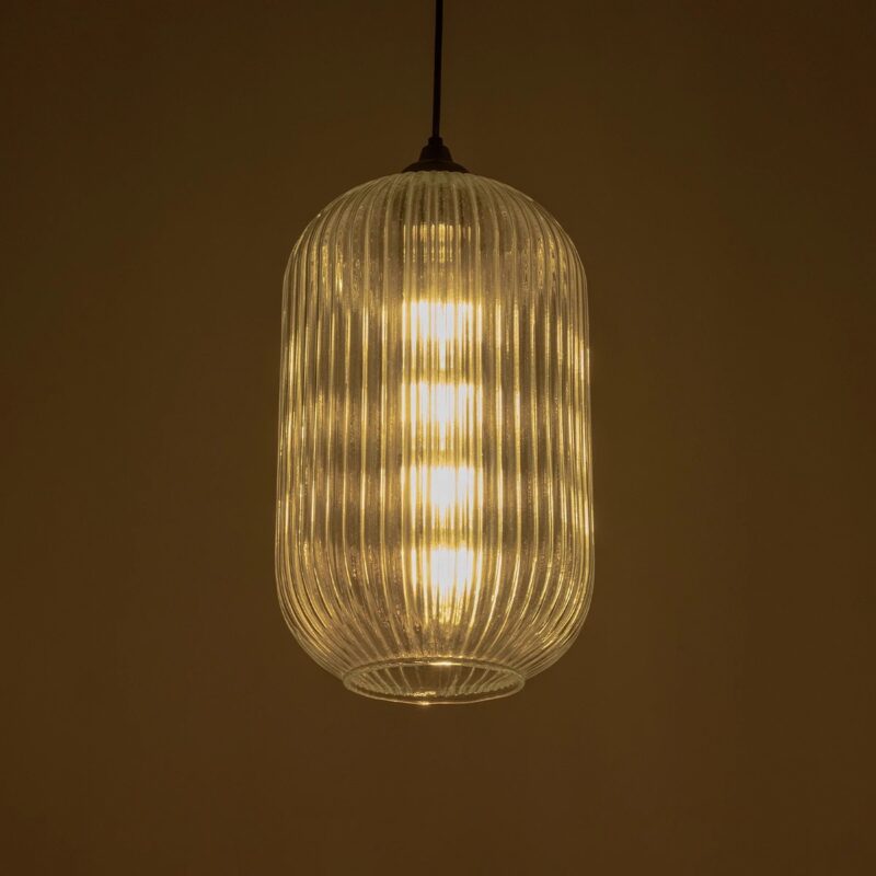 GLOBOSTAR® MELONI 206-0017 Μοντέρνο Κρεμαστό Φωτιστικό Οροφής με Ντουί 1 x E27 AC 220-240V IP20 – Διάφανο – Μ20 x Π20 x Υ38cm