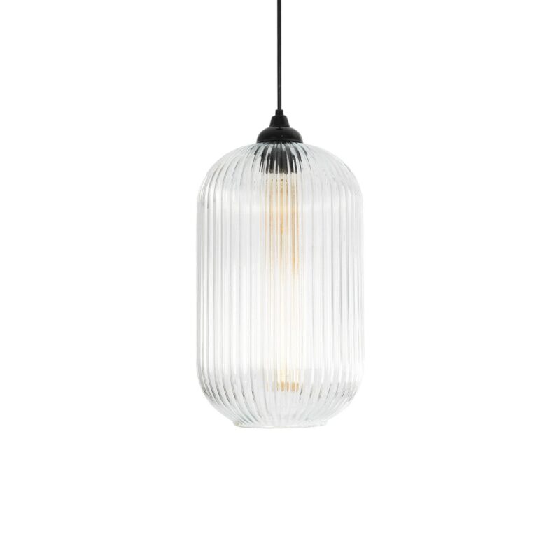 GLOBOSTAR® MELONI 206-0017 Μοντέρνο Κρεμαστό Φωτιστικό Οροφής με Ντουί 1 x E27 AC 220-240V IP20 – Διάφανο – Μ20 x Π20 x Υ38cm