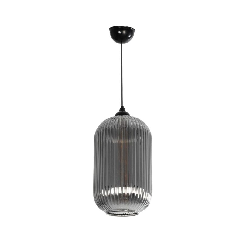 GLOBOSTAR® MELONI 206-0018 Μοντέρνο Κρεμαστό Φωτιστικό Οροφής με Ντουί 1 x E27 AC 220-240V IP20 – Μαύρο Φιμέ – Μ20 x Π20 x Υ38cm