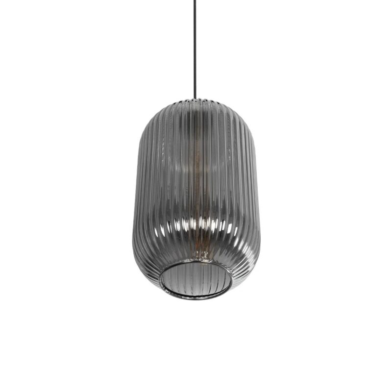 GLOBOSTAR® MELONI 206-0018 Μοντέρνο Κρεμαστό Φωτιστικό Οροφής με Ντουί 1 x E27 AC 220-240V IP20 – Μαύρο Φιμέ – Μ20 x Π20 x Υ38cm