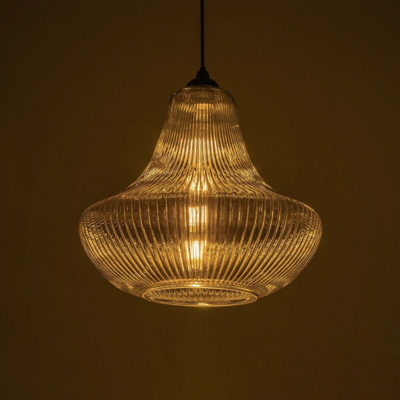 GLOBOSTAR® VERRE 206-0021 Μοντέρνο Κρεμαστό Φωτιστικό Οροφής με Ντουί 1 x E27 AC 220-240V IP20 – Μαύρο Φιμέ – Μ38 x Π38 x Υ34cm