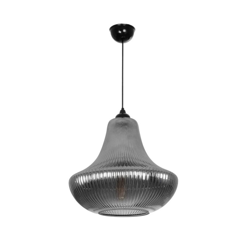 GLOBOSTAR® VERRE 206-0021 Μοντέρνο Κρεμαστό Φωτιστικό Οροφής με Ντουί 1 x E27 AC 220-240V IP20 – Μαύρο Φιμέ – Μ38 x Π38 x Υ34cm