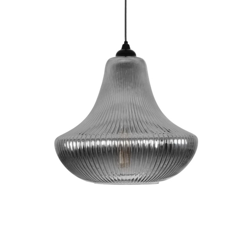 GLOBOSTAR® VERRE 206-0021 Μοντέρνο Κρεμαστό Φωτιστικό Οροφής με Ντουί 1 x E27 AC 220-240V IP20 – Μαύρο Φιμέ – Μ38 x Π38 x Υ34cm