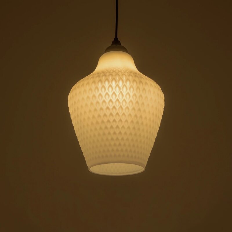 GLOBOSTAR® SKLO 206-0023 Μοντέρνο Κρεμαστό Φωτιστικό Οροφής με Ντουί 1 x E27 AC 220-240V IP20 – Λευκό – Μ22 x Π22 x Υ31cm