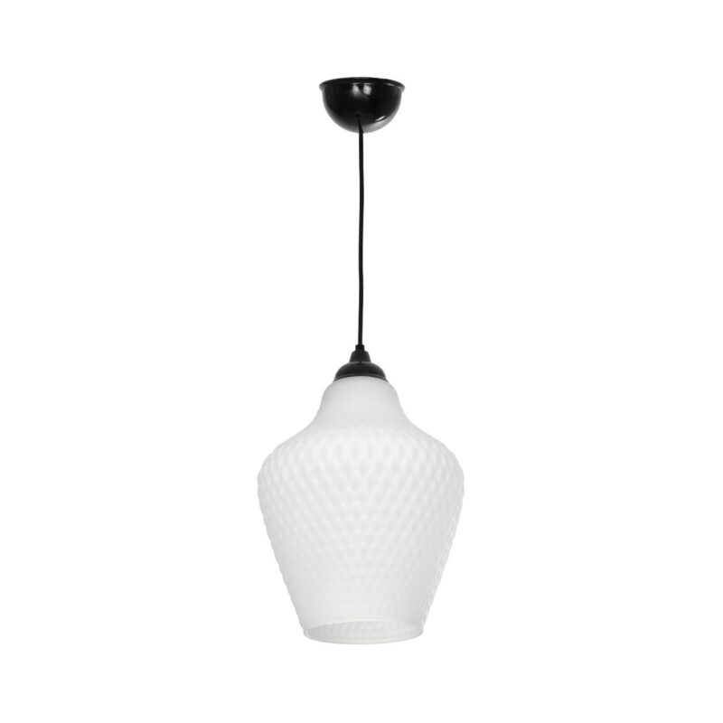 GLOBOSTAR® SKLO 206-0023 Μοντέρνο Κρεμαστό Φωτιστικό Οροφής με Ντουί 1 x E27 AC 220-240V IP20 – Λευκό – Μ22 x Π22 x Υ31cm
