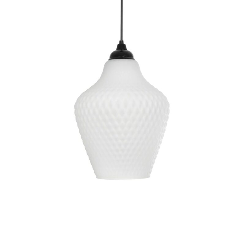 GLOBOSTAR® SKLO 206-0023 Μοντέρνο Κρεμαστό Φωτιστικό Οροφής με Ντουί 1 x E27 AC 220-240V IP20 – Λευκό – Μ22 x Π22 x Υ31cm