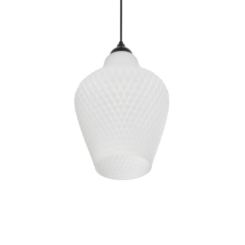 GLOBOSTAR® SKLO 206-0023 Μοντέρνο Κρεμαστό Φωτιστικό Οροφής με Ντουί 1 x E27 AC 220-240V IP20 – Λευκό – Μ22 x Π22 x Υ31cm