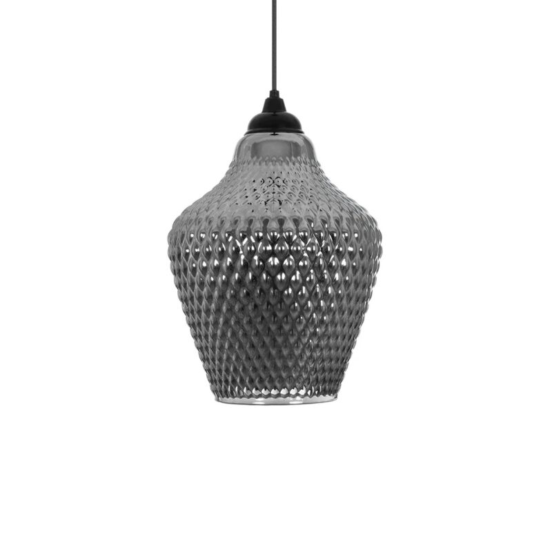 GLOBOSTAR® SKLO 206-0024 Μοντέρνο Κρεμαστό Φωτιστικό Οροφής με Ντουί 1 x E27 AC 220-240V IP20 – Μαύρο Φιμέ – Μ22 x Π22 x Υ31cm