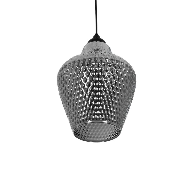GLOBOSTAR® SKLO 206-0024 Μοντέρνο Κρεμαστό Φωτιστικό Οροφής με Ντουί 1 x E27 AC 220-240V IP20 – Μαύρο Φιμέ – Μ22 x Π22 x Υ31cm