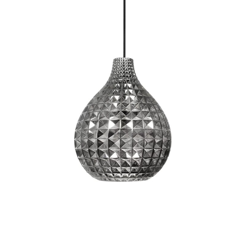 GLOBOSTAR® BASTIK 206-0026 Μοντέρνο Κρεμαστό Φωτιστικό Οροφής με Ντουί 1 x E27 AC 220-240V IP20 – Μαύρο Φιμέ – Μ22 x Π22 x Υ26cm