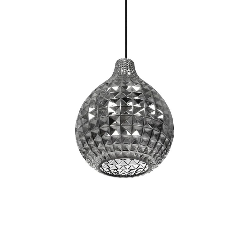 GLOBOSTAR® BASTIK 206-0026 Μοντέρνο Κρεμαστό Φωτιστικό Οροφής με Ντουί 1 x E27 AC 220-240V IP20 – Μαύρο Φιμέ – Μ22 x Π22 x Υ26cm