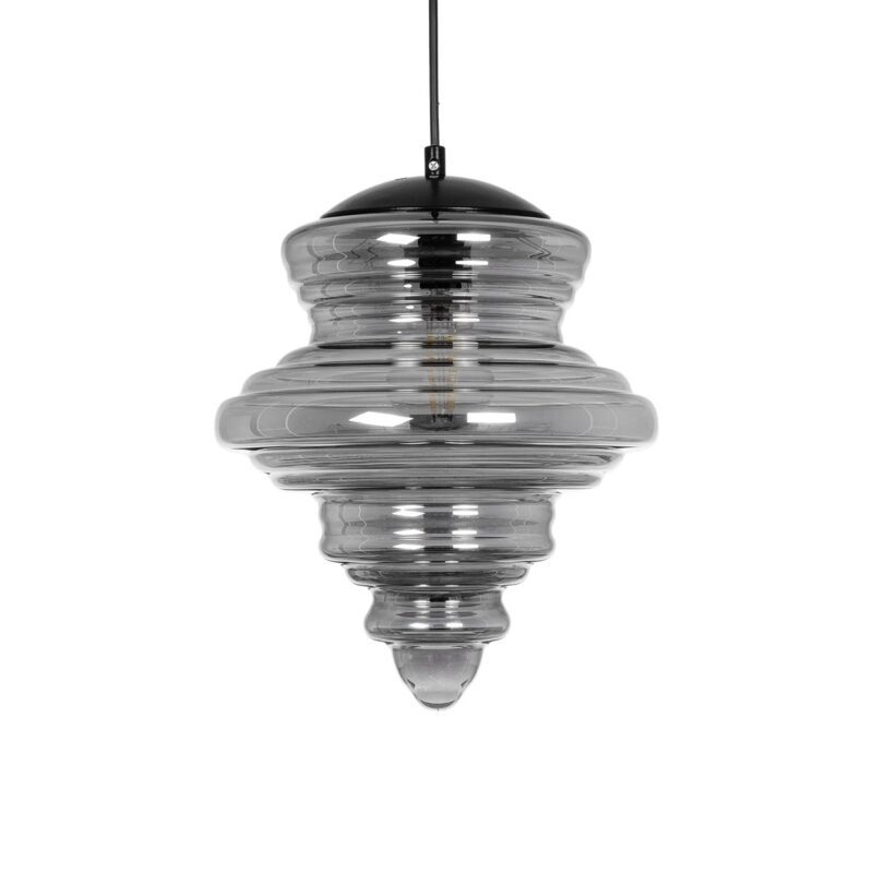 GLOBOSTAR® CORTE 206-0028 Μοντέρνο Κρεμαστό Φωτιστικό Οροφής με Ντουί 1 x E27 AC 220-240V IP20 – Μαύρο Φιμέ – Μ25 x Π25 x Υ30cm