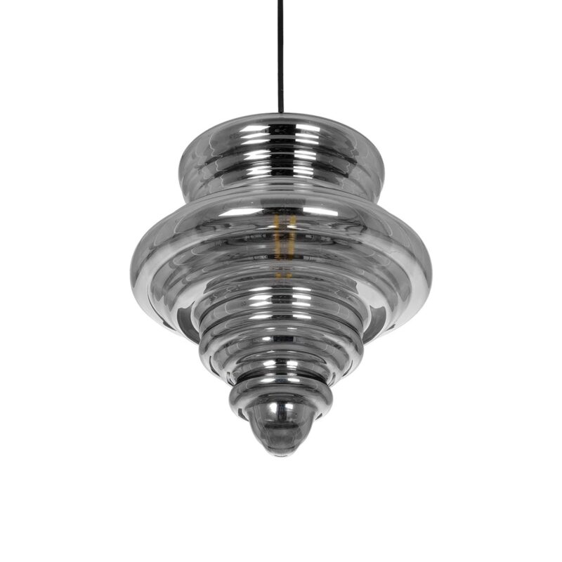 GLOBOSTAR® CORTE 206-0028 Μοντέρνο Κρεμαστό Φωτιστικό Οροφής με Ντουί 1 x E27 AC 220-240V IP20 – Μαύρο Φιμέ – Μ25 x Π25 x Υ30cm