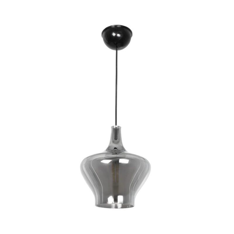 GLOBOSTAR® OVOCE 206-0032 Μοντέρνο Κρεμαστό Φωτιστικό Οροφής με Ντουί 1 x E27 AC 220-240V IP20 – Μαύρο Φιμέ – Μ20 x Π20 x Υ22cm