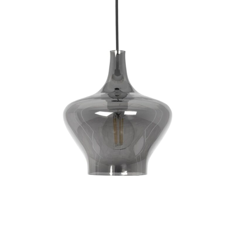 GLOBOSTAR® OVOCE 206-0032 Μοντέρνο Κρεμαστό Φωτιστικό Οροφής με Ντουί 1 x E27 AC 220-240V IP20 – Μαύρο Φιμέ – Μ20 x Π20 x Υ22cm