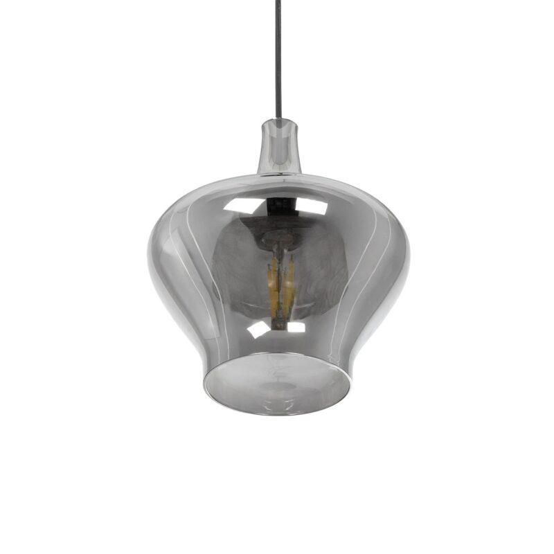 GLOBOSTAR® OVOCE 206-0032 Μοντέρνο Κρεμαστό Φωτιστικό Οροφής με Ντουί 1 x E27 AC 220-240V IP20 – Μαύρο Φιμέ – Μ20 x Π20 x Υ22cm