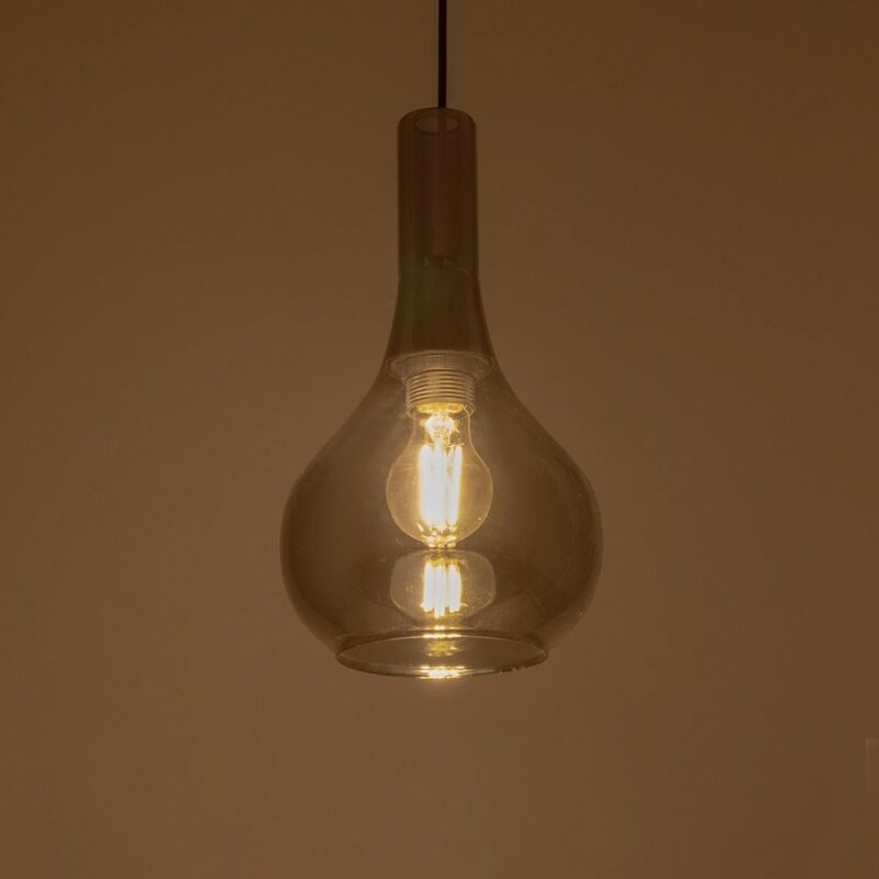 GLOBOSTAR® ΤΟΝΕ 206-0034 Μοντέρνο Κρεμαστό Φωτιστικό Οροφής με Ντουί 1 x E27 AC 220-240V IP20 – Μαύρο Φιμέ – Μ20 x Π20 x Υ36cm