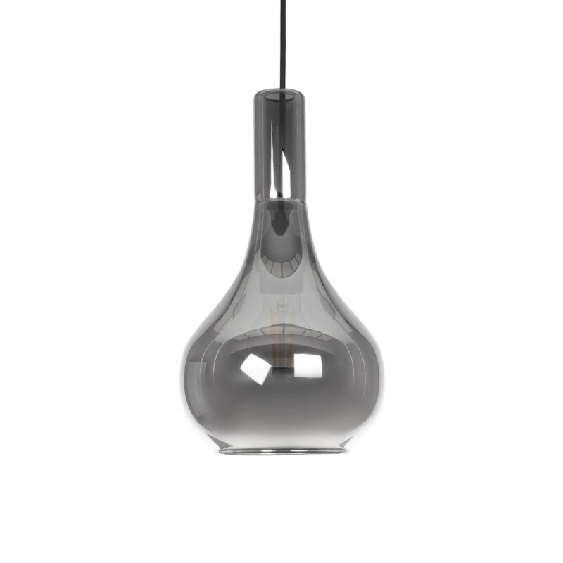 GLOBOSTAR® ΤΟΝΕ 206-0034 Μοντέρνο Κρεμαστό Φωτιστικό Οροφής με Ντουί 1 x E27 AC 220-240V IP20 – Μαύρο Φιμέ – Μ20 x Π20 x Υ36cm