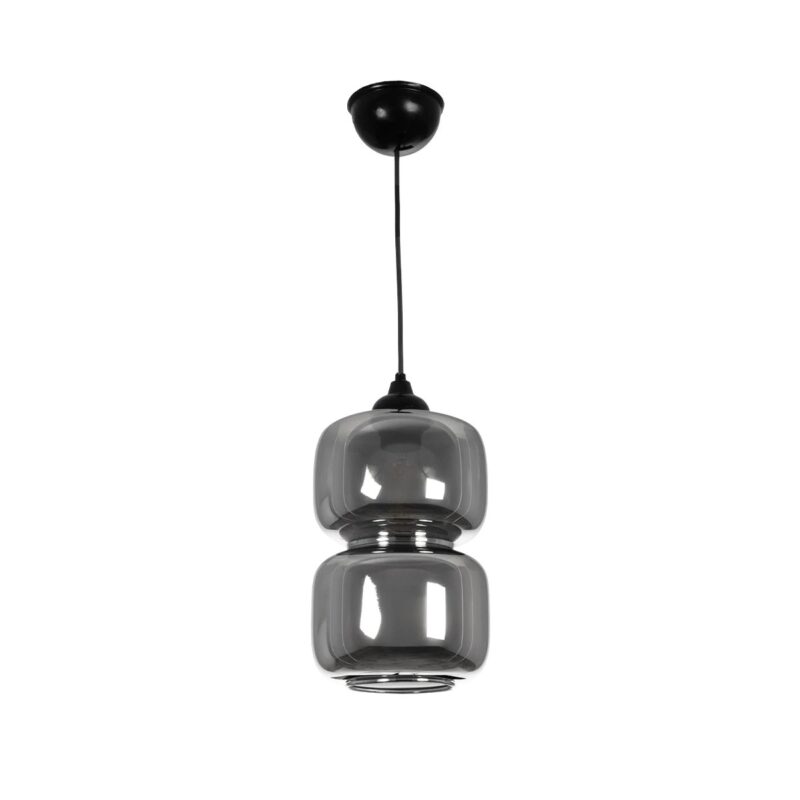 GLOBOSTAR® PIAGE 206-0036 Μοντέρνο Κρεμαστό Φωτιστικό Οροφής με Ντουί 1 x E27 AC 220-240V IP20 – Μαύρο Φιμέ – Μ18 x Π18 x Υ31cm