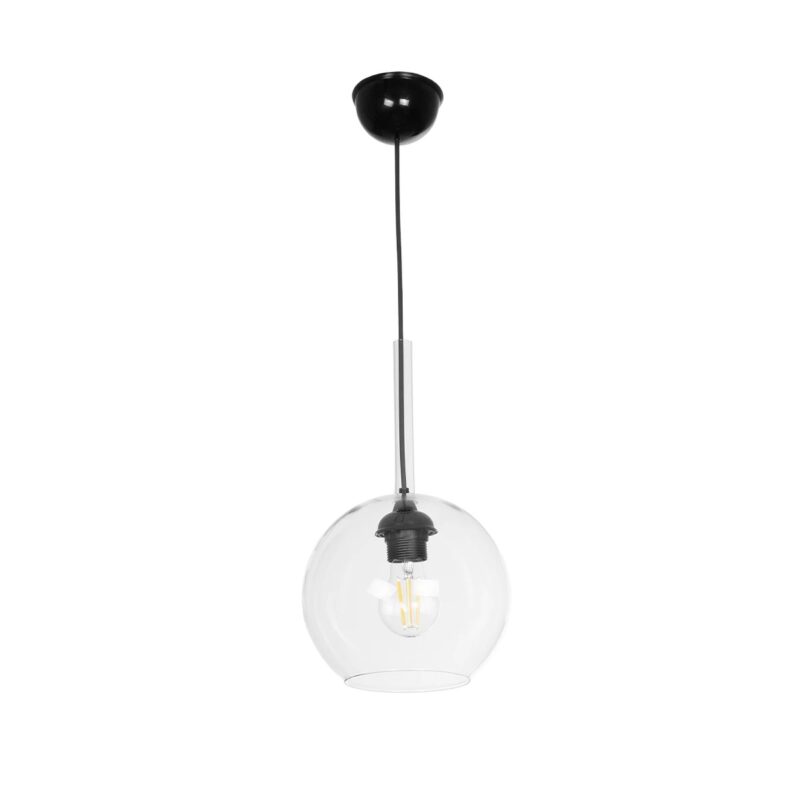 GLOBOSTAR® BALU 206-0038 Μοντέρνο Κρεμαστό Φωτιστικό Οροφής με Ντουί 1 x E27 AC 220-240V IP20 – Διάφανο – Μ20 x Π20 x Υ18cm