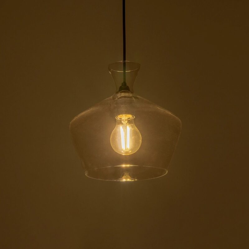 GLOBOSTAR® BALU 206-0039 Μοντέρνο Κρεμαστό Φωτιστικό Οροφής με Ντουί 1 x E27 AC 220-240V IP20 – Διάφανο – Μ22 x Π22 x Υ22cm