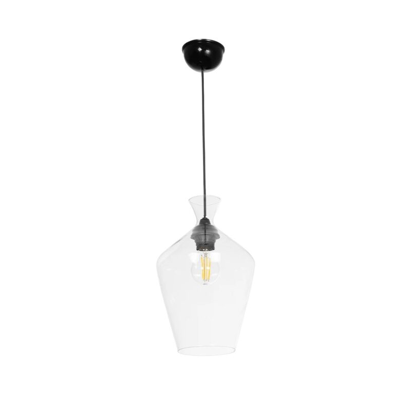 GLOBOSTAR® BALU 206-0040 Μοντέρνο Κρεμαστό Φωτιστικό Οροφής με Ντουί 1 x E27 AC 220-240V IP20 – Διάφανο – Μ20 x Π20 x Υ32cm