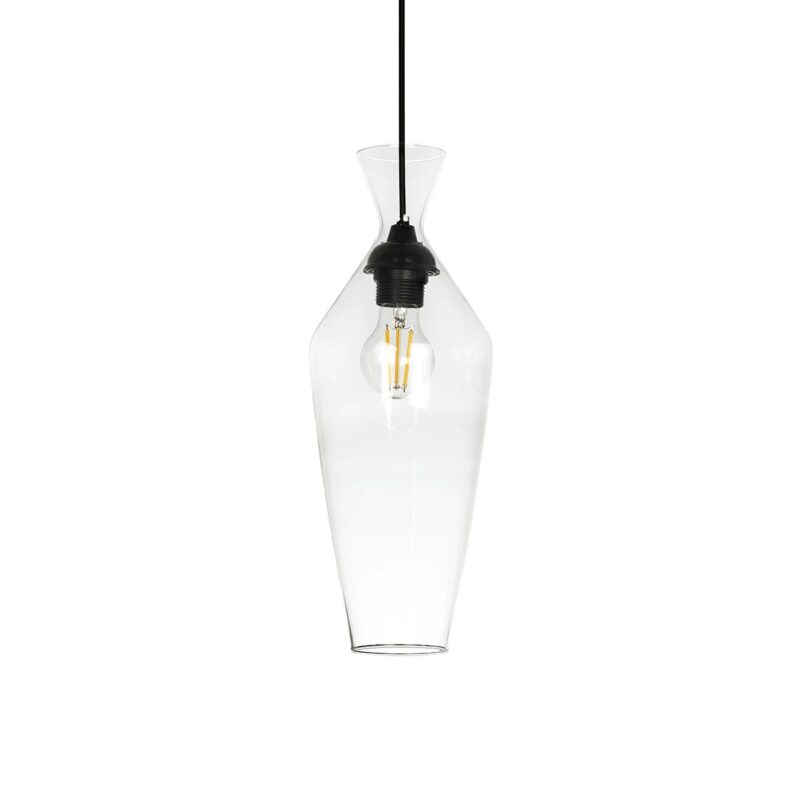 GLOBOSTAR® BALU 206-0041 Μοντέρνο Κρεμαστό Φωτιστικό Οροφής με Ντουί 1 x E27 AC 220-240V IP20 – Διάφανο – Μ15 x Π15 x Υ40cm