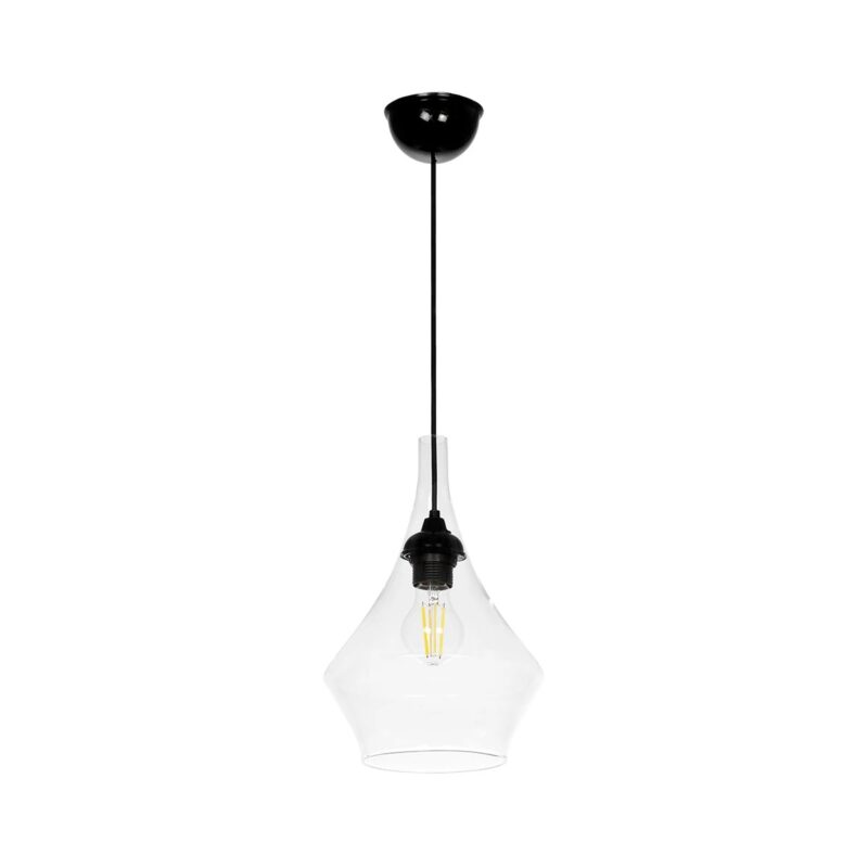 GLOBOSTAR® BALU 206-0042 Μοντέρνο Κρεμαστό Φωτιστικό Οροφής με Ντουί 1 x E27 AC 220-240V IP20 – Διάφανο – Μ20 x Π20 x Υ31cm