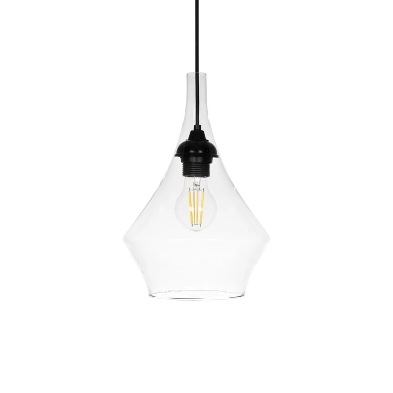 GLOBOSTAR® BALU 206-0042 Μοντέρνο Κρεμαστό Φωτιστικό Οροφής με Ντουί 1 x E27 AC 220-240V IP20 – Διάφανο – Μ20 x Π20 x Υ31cm