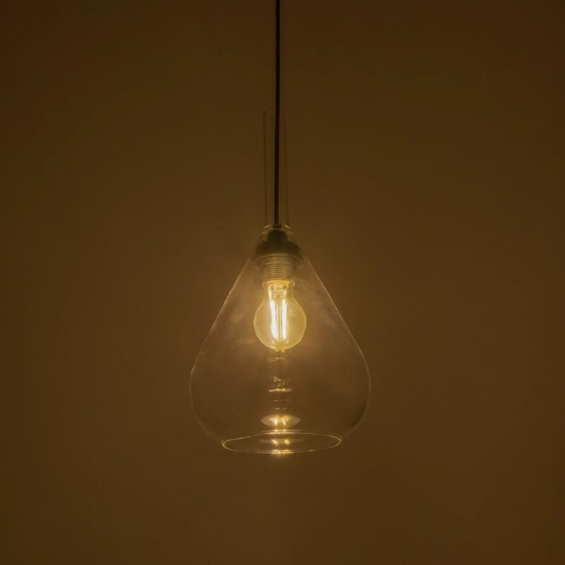 GLOBOSTAR® BALU 206-0043 Μοντέρνο Κρεμαστό Φωτιστικό Οροφής με Ντουί 1 x E27 AC 220-240V IP20 – Διάφανο – Μ20 x Π20 x Υ42cm