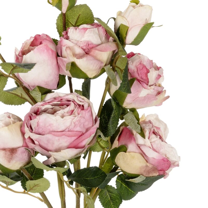 GloboStar® Artificial Garden DUSTY PINK ROSE BOUQUET 21083 Τεχνητό Διακοσμητικό Μπουκέτο Τριαντάφυλλα Ανοιχτό Ροζ Y63cm
