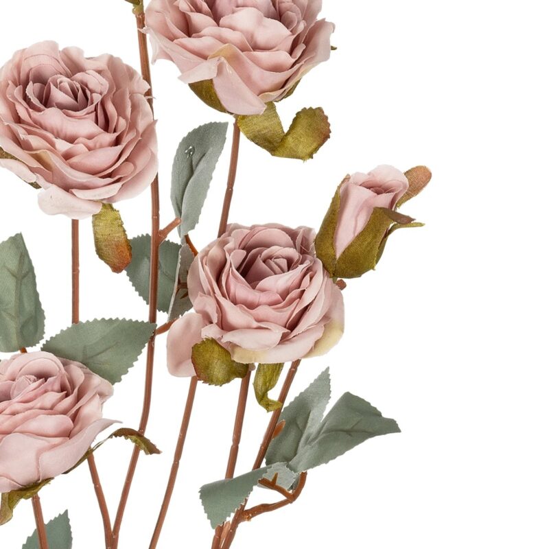 GloboStar® Artificial Garden PINK ROSE BRANCH 21142 Τεχνητό Διακοσμητικό Κλαδί Τριαντάφυλλα Ροζ Y80cm