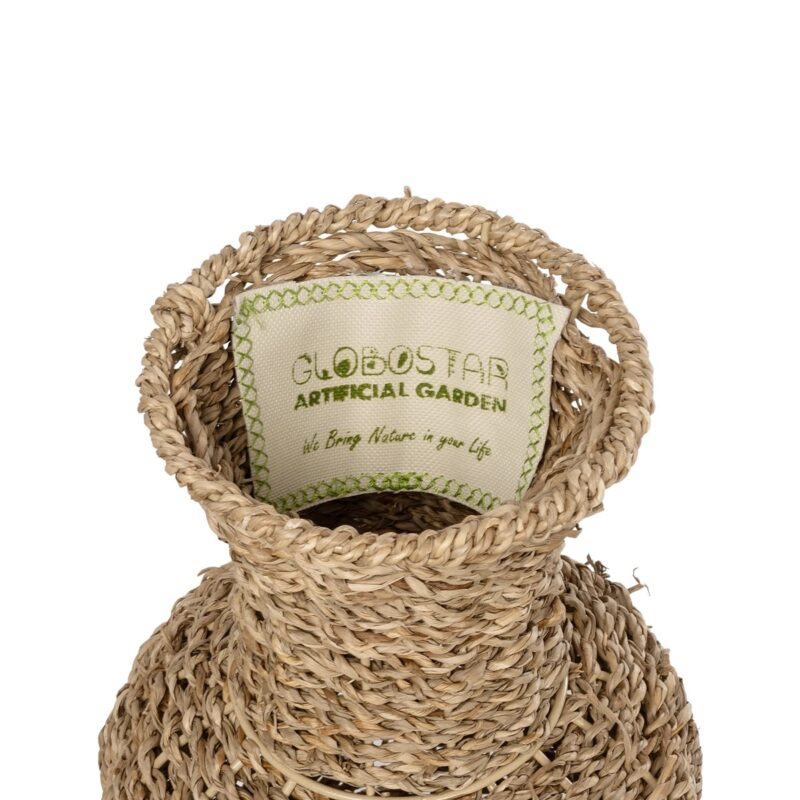 GloboStar® Artificial Garden TEXAS 21238 Διακοσμητικό Πλεκτό Καλάθι – Κασπώ Γλάστρα – Flower Pot Μπεζ Μ20 x Π20 x Υ43cm