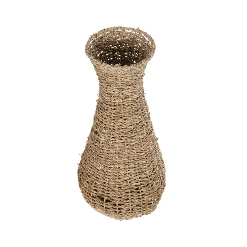 GloboStar® Artificial Garden CALIFORNIA 21239 Διακοσμητικό Πλεκτό Καλάθι – Κασπώ Γλάστρα – Flower Pot Μπεζ Μ20 x Π20 x Υ43cm