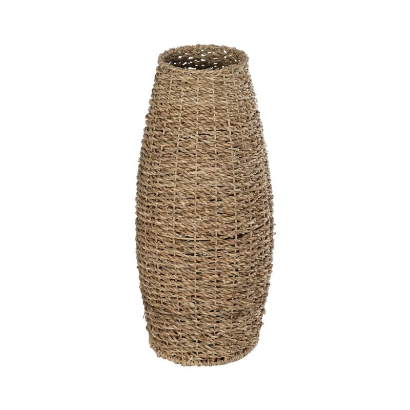 GloboStar® Artificial Garden FRANCISCO 21240 Διακοσμητικό Πλεκτό Καλάθι – Κασπώ Γλάστρα – Flower Pot Μπεζ Μ20 x Π20 x Υ41cm