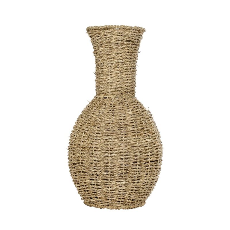 GloboStar® Artificial Garden MAUI 21242 Διακοσμητικό Πλεκτό Καλάθι – Κασπώ Γλάστρα – Flower Pot Μπεζ Π22 x M22 x Υ40cm