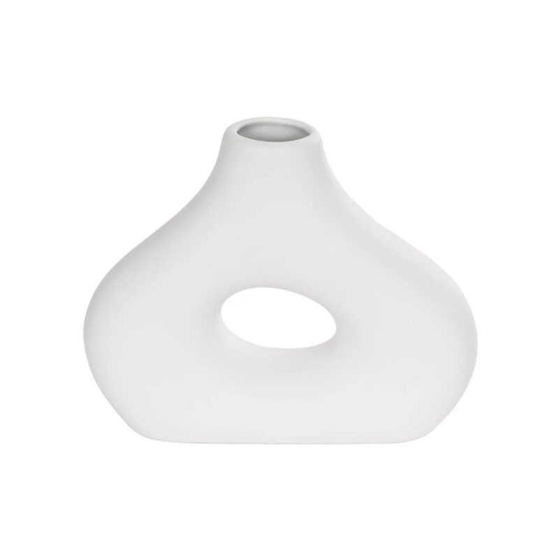GloboStar® Artificial Garden HORIZON 21253 Διακοσμητικό Κεραμικό Βάζo Λευκό Π18 x Μ6 x Υ15 cm
