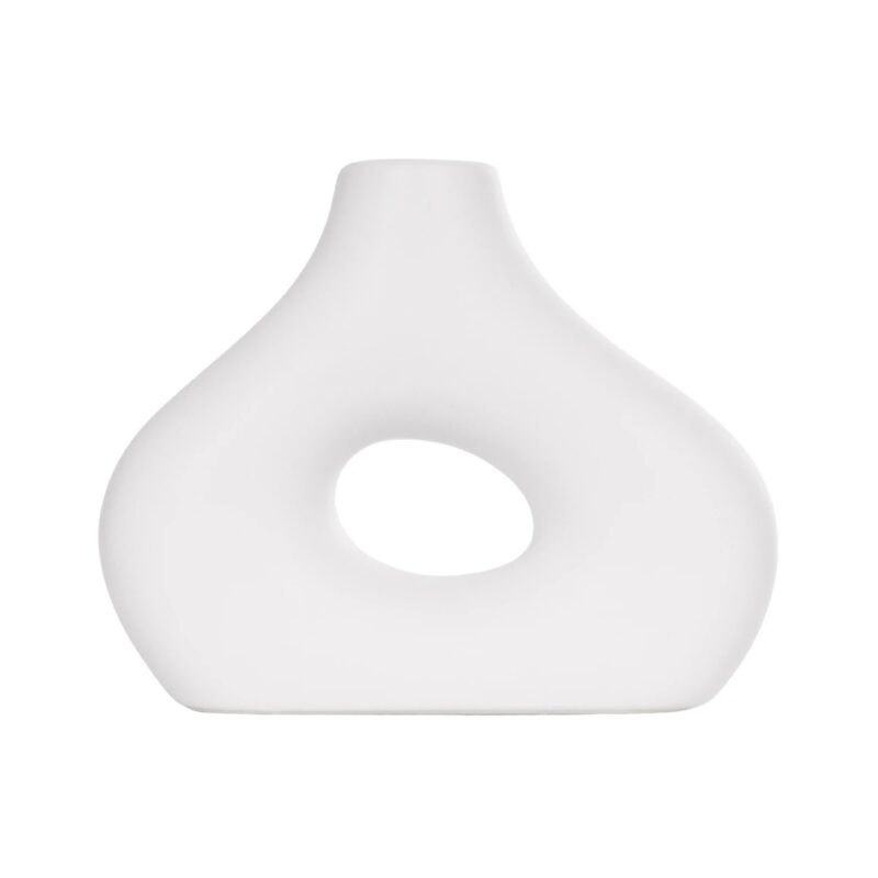 GloboStar® Artificial Garden HORIZON 21253 Διακοσμητικό Κεραμικό Βάζo Λευκό Π18 x Μ6 x Υ15 cm