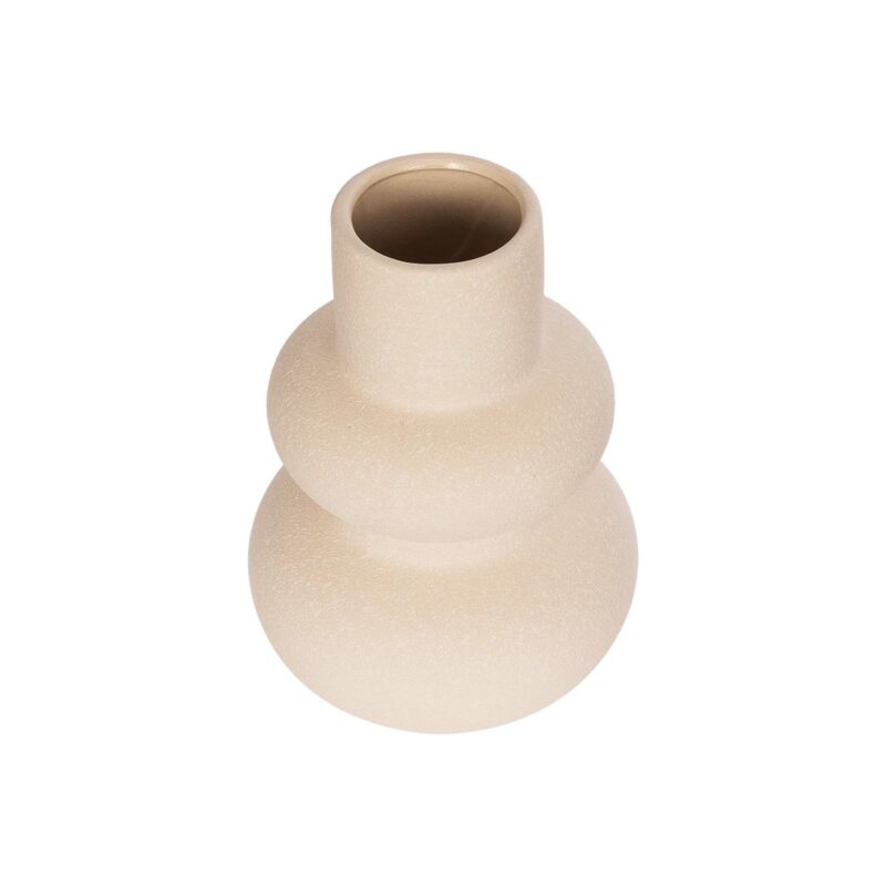 GloboStar® Artificial Garden QUARTZ 21254 Διακοσμητικό Κεραμικό Βάζo Μπεζ Π15 x Μ15 x Υ20 cm