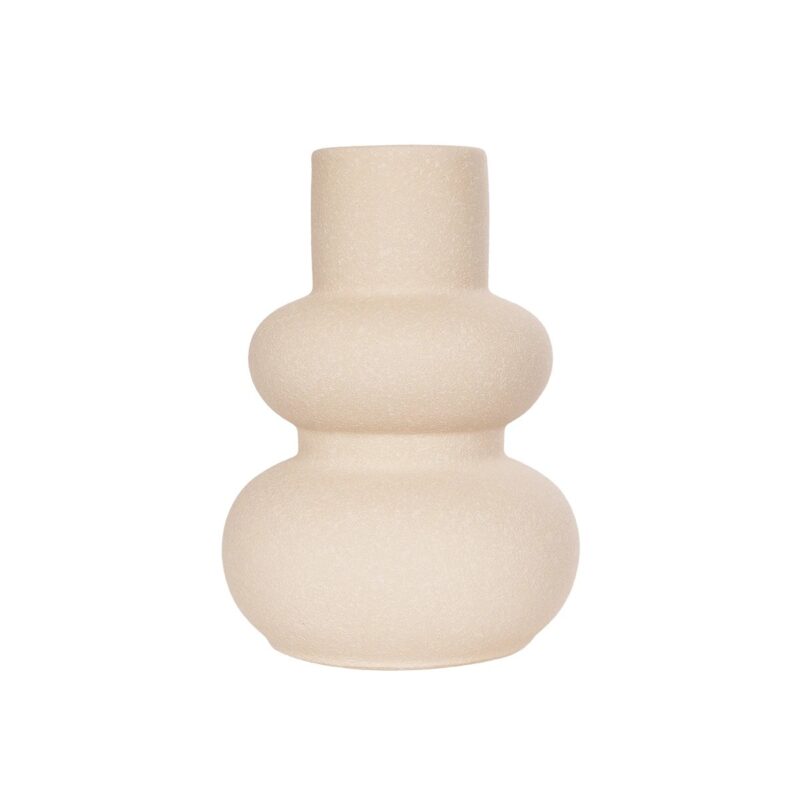 GloboStar® Artificial Garden QUARTZ 21254 Διακοσμητικό Κεραμικό Βάζo Μπεζ Π15 x Μ15 x Υ20 cm